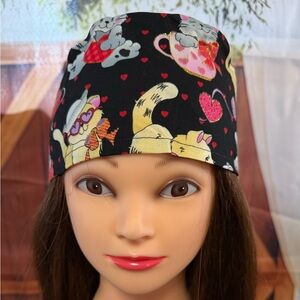 Black Cat Print Scrub Cap - Unbranded